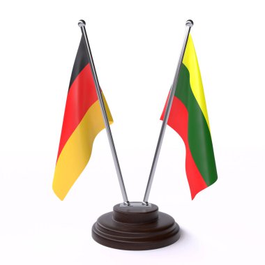 Almanya ve Litvanya, beyaz arka planda izole iki tablo bayrakları