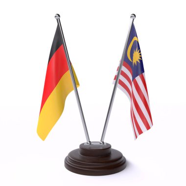 Almanya ve Malezya, beyaz arka planda izole iki tablo bayrakları