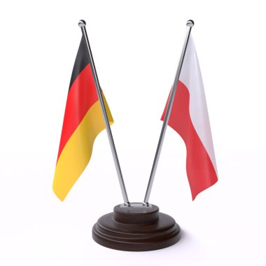 Almanya ve Polonya, beyaz arka planda izole iki tablo bayrakları