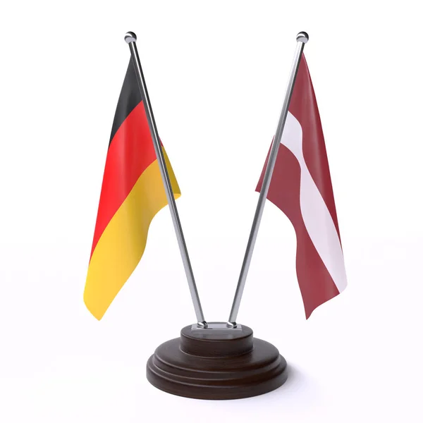 Germany Latvia Two Table Flags Isolated White Background — Stock Photo, Image