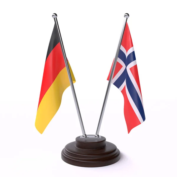 Německo Norsko Dvě Vlajky Tabulky Izolované Bílém Pozadí — Stock fotografie