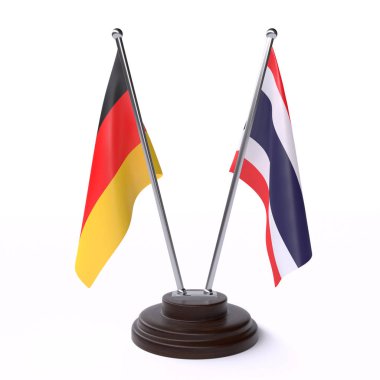 Almanya ve Tayland, beyaz arka planda izole iki tablo bayrakları