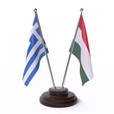 Yunanistan ve Macaristan, beyaz arka planda izole iki tablo bayrakları