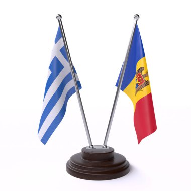 Yunanistan ve Moldova, beyaz arka planda izole iki tablo bayrakları