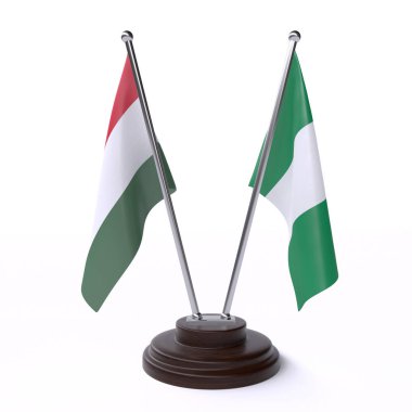 Macaristan ve Nijerya, beyaz arka planda izole iki tablo bayrakları