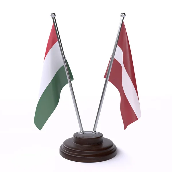 Угорщина Латвія Дві Табличні Прапори Ізольовані Білому Тлі — стокове фото