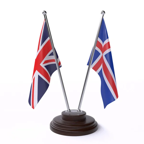 Reino Unido Tierra Hielo Dos Banderas Mesa Aisladas Sobre Fondo — Foto de Stock