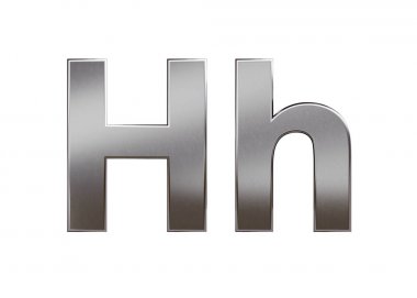 Metal harfi H, beyaz arka planda izole. Koleksiyon. 3B görüntü