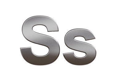 Metal harf S, beyaz arka planda izole. Koleksiyon. 3B görüntü