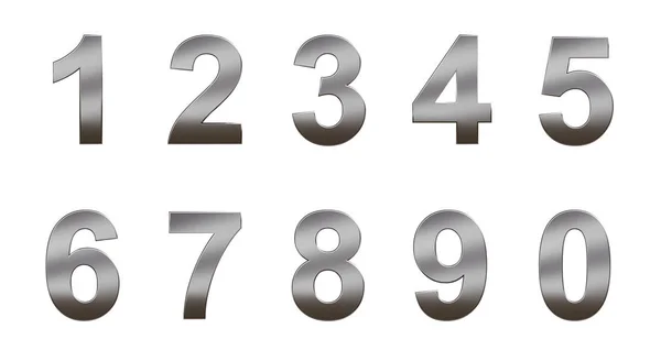 一组金属数字 在白色背景上隔离 — 图库照片