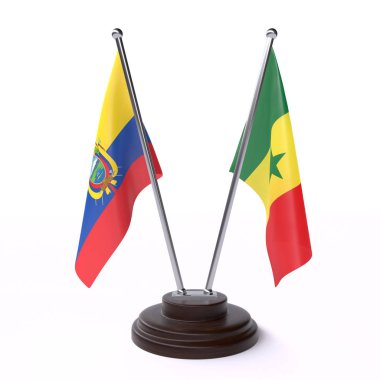 ekvador ve senegal, beyaz arka plan üzerinde izole iki masa bayrakları