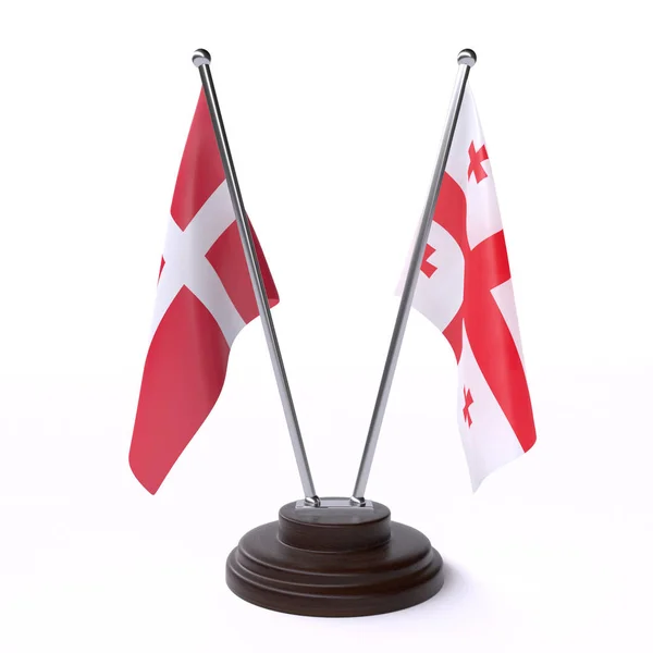 丹麦和格鲁吉亚 两个表旗隔离在白色背景 — 图库照片