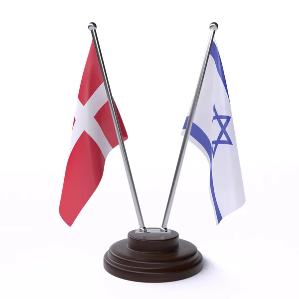 Dänemark Und Island Zwei Tischfahnen Isoliert Auf Weißem Hintergrund — Stockfoto