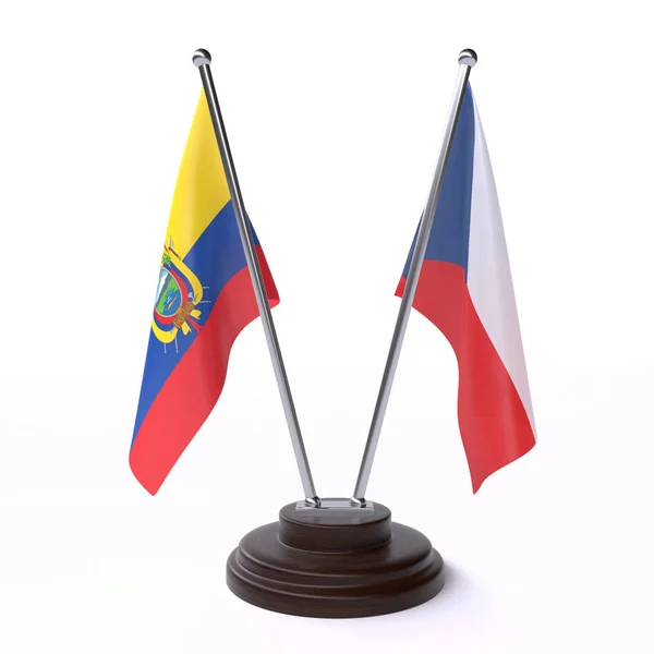 Ισημερινός Και Τσεχική Δημοκρατία Δύο Σημαίες Που Απομονώθηκαν Λευκό Φόντο — Φωτογραφία Αρχείου