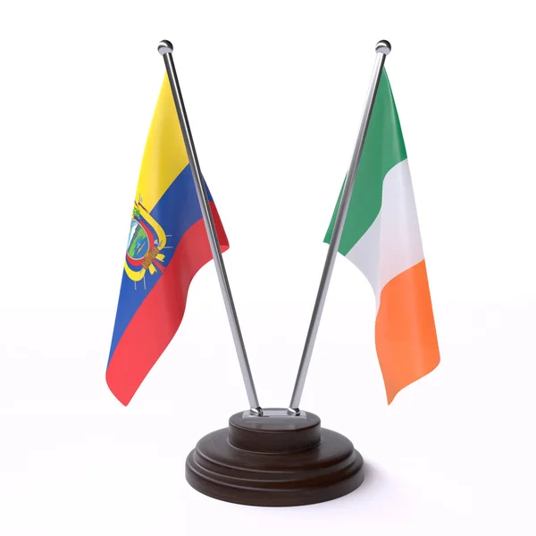 Ισημερινού Και Της Ιρλανδίας Δύο Σημαίες Που Απομονώθηκαν Λευκό Φόντο — Φωτογραφία Αρχείου
