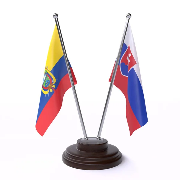 Ισημερινού Και Της Σλοβακίας Δύο Σημαίες Που Απομονώθηκαν Λευκό Φόντο — Φωτογραφία Αρχείου