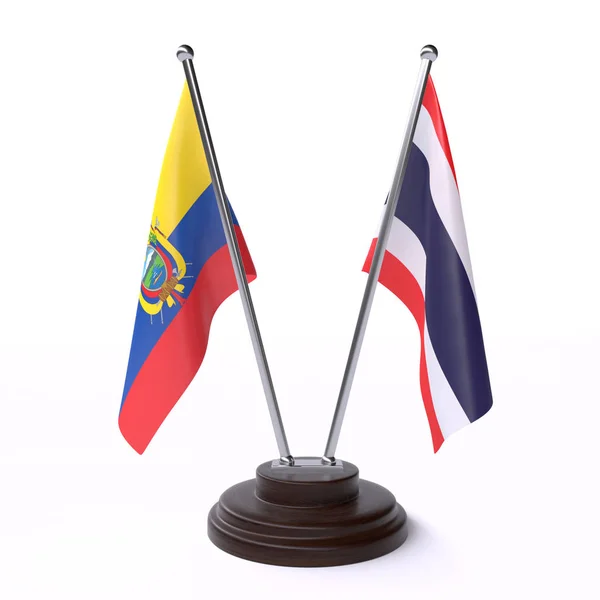 Ισημερινού Και Της Ταϊλάνδης Δύο Σημαίες Των Πινάκων Απομονώθηκαν Λευκό — Φωτογραφία Αρχείου
