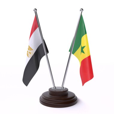 mısır ve senegal, beyaz arka plan üzerinde izole iki masa bayrakları