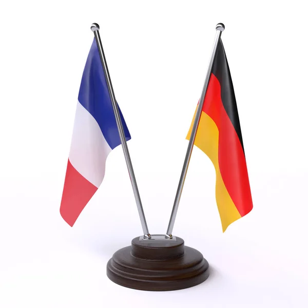 fransa ve almanya, beyaz arka plan üzerinde izole iki masa bayrakları