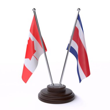 kanada ve kosta rika, beyaz arka plan üzerinde izole iki masa bayrakları