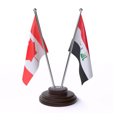 kanada ve irak, beyaz arka plan üzerinde izole iki masa bayrakları