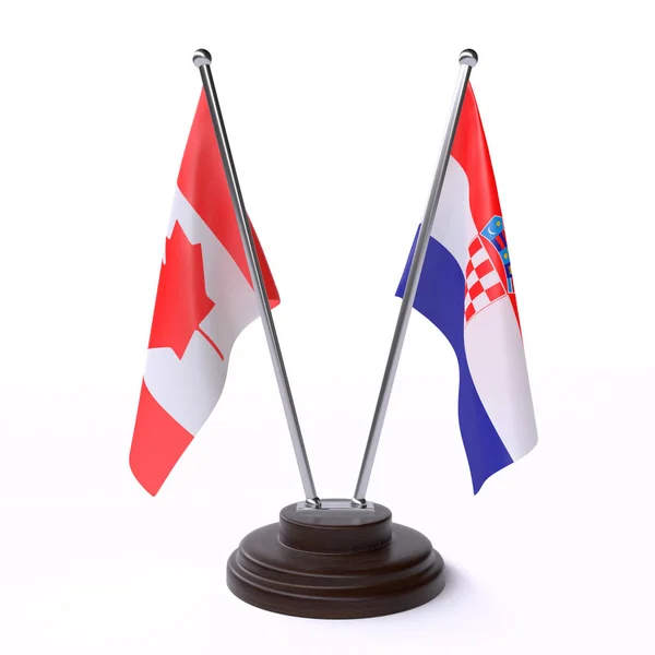 Kanada Chorvatsko Dvě Vlajky Tabulky Izolované Bílém Pozadí — Stock fotografie