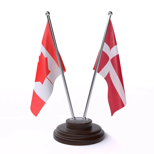 Kanada Dánsko Dva Příznaky Tabulky Izolované Bílém Pozadí — Stock fotografie