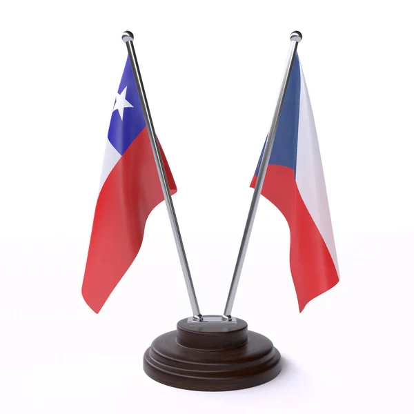 Чилі Чехії Дві Таблиці Прапори Ізольовані Білому Фоні — стокове фото
