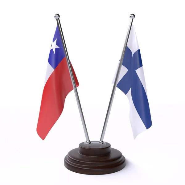Chile Finsko Dvě Vlajky Tabulky Izolované Bílém Pozadí — Stock fotografie