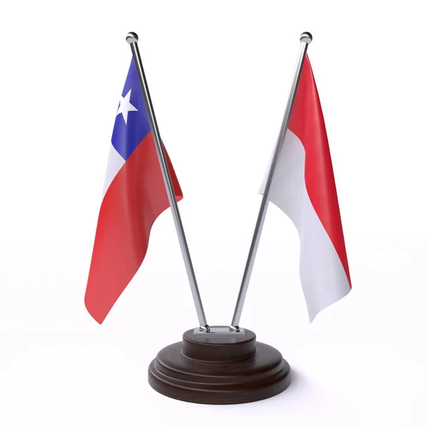 Чилі Індонезії Дві Таблиці Прапори Ізольовані Білому Фоні — стокове фото
