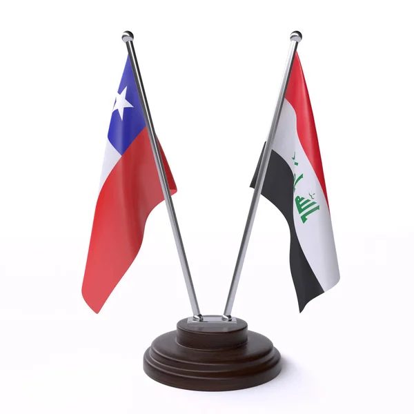 Chile Irák Dvě Vlajky Tabulky Izolované Bílém Pozadí — Stock fotografie