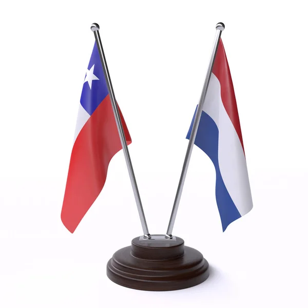 Чилі Нідерланди Дві Таблиці Прапори Ізольовані Білому Фоні — стокове фото