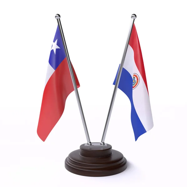 Чилі Парагвай Дві Таблиці Прапори Ізольовані Білому Фоні — стокове фото