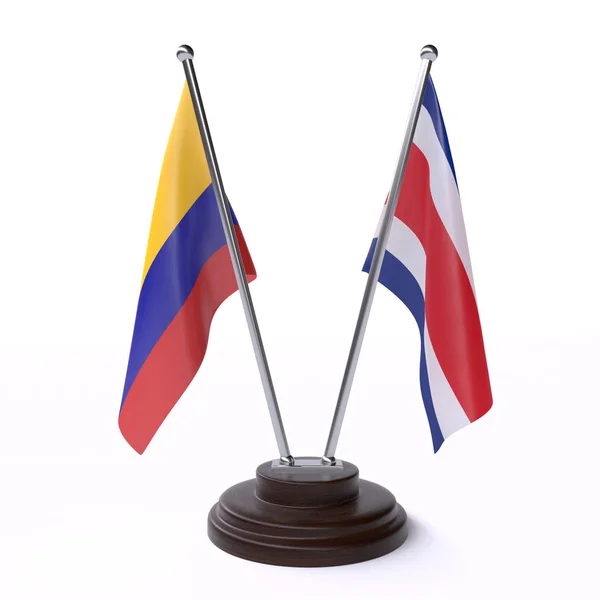Κολομβία Και Κόστα Ρίκα Δύο Σημαίες Που Απομονώθηκαν Λευκό Φόντο — Φωτογραφία Αρχείου