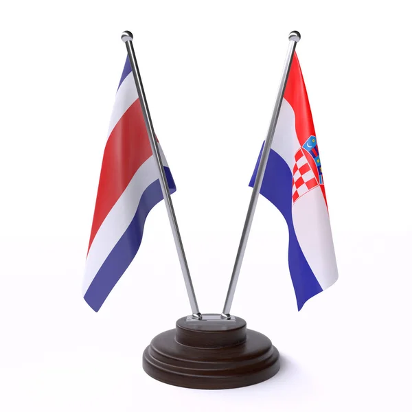 Κόστα Ρίκα Και Την Κροατία Δύο Σημαίες Που Απομονώθηκαν Λευκό — Φωτογραφία Αρχείου