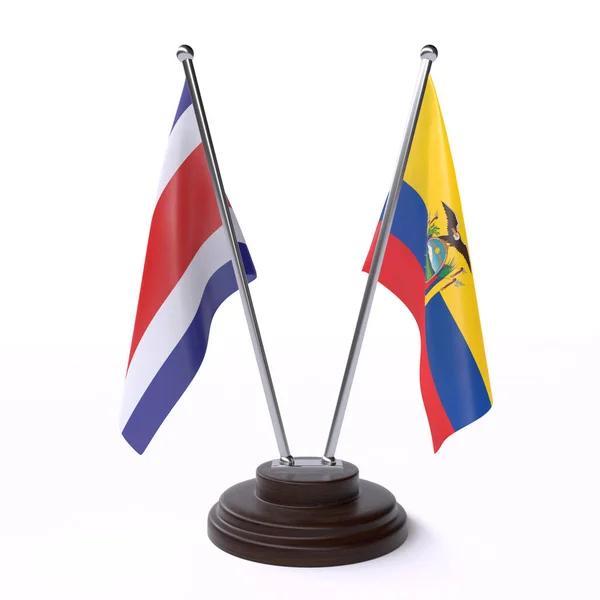 Κόστα Ρίκα Και Ισημερινός Δύο Σημαίες Των Πινάκων Απομονώθηκαν Λευκό — Φωτογραφία Αρχείου
