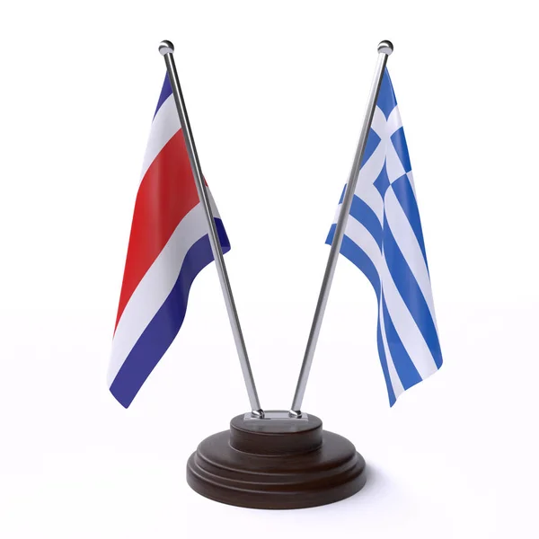 Κόστα Ρίκα Και Ελλάδα Δύο Σημαίες Που Απομονώθηκαν Λευκό Φόντο — Φωτογραφία Αρχείου
