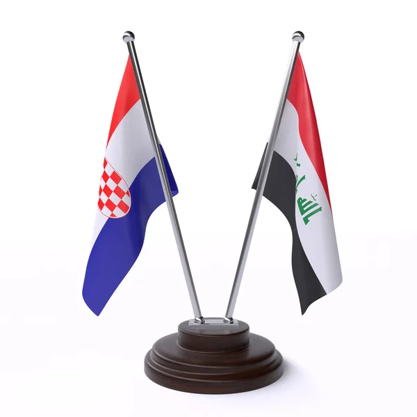 Chorvatsko Irák Dvě Vlajky Tabulky Izolované Bílém Pozadí — Stock fotografie