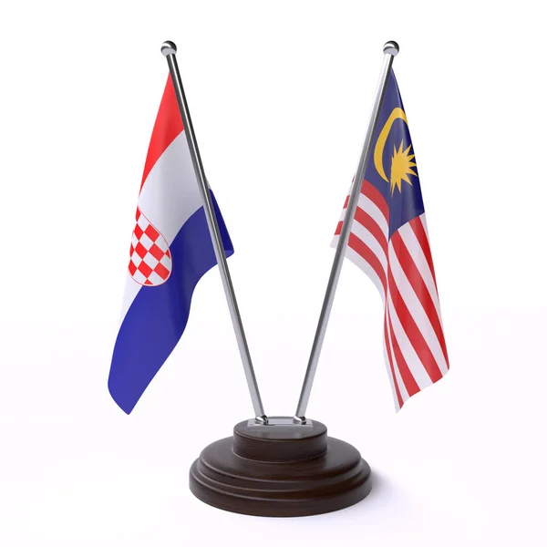 Chorvatsko Malajsie Dva Příznaky Tabulky Izolované Bílém Pozadí — Stock fotografie