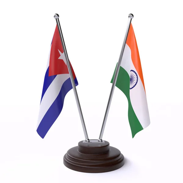 Kuba Indie Dva Příznaky Tabulky Izolované Bílém Pozadí — Stock fotografie