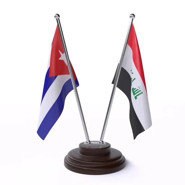 Kuba Irák Dvě Vlajky Tabulky Izolované Bílém Pozadí — Stock fotografie