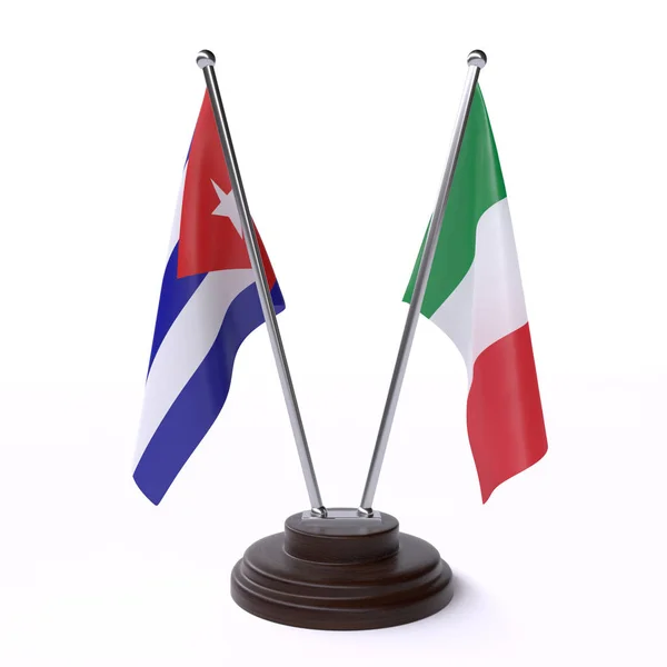 Kuba Itálie Dvě Vlajky Tabulky Izolované Bílém Pozadí — Stock fotografie