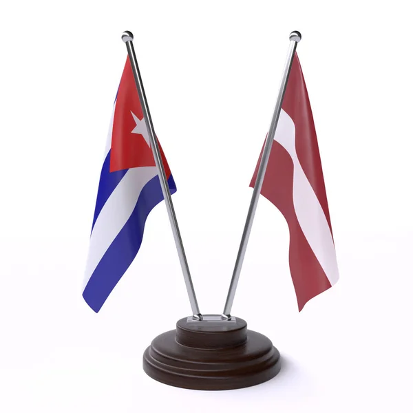 Την Κούβα Και Λετονία Δύο Σημαίες Που Απομονώθηκαν Λευκό Φόντο — Φωτογραφία Αρχείου
