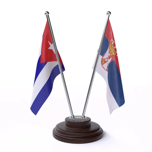 Κούβα Και Σερβία Δύο Σημαίες Που Απομονώθηκαν Λευκό Φόντο — Φωτογραφία Αρχείου