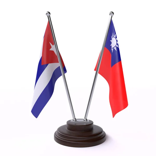 Cuba Taiwan Dos Banderas Mesa Aisladas Sobre Fondo Blanco —  Fotos de Stock