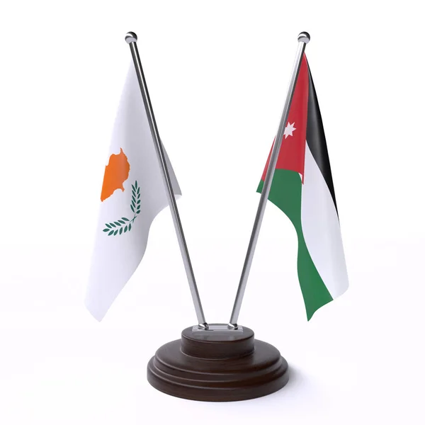 Κύπρος Και Ιορδανία Δύο Σημαίες Που Απομονώνονται Λευκό Φόντο — Φωτογραφία Αρχείου