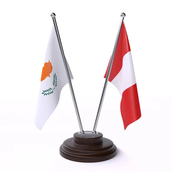 Кіпр Перу Два Столові Прапори Ізольовані Білому Тлі — стокове фото