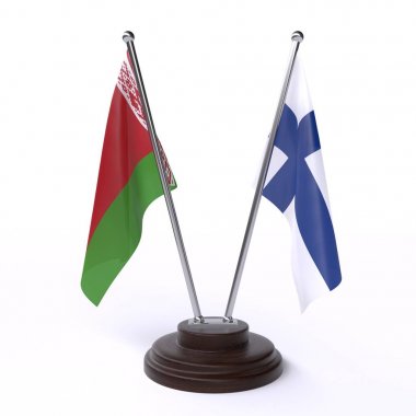 beyaz rusya ve finlandiya, beyaz arka plan üzerinde izole iki masa bayrakları