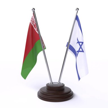 beyaz beyaz ve İsrail, beyaz arka plan üzerinde izole iki masa bayrakları