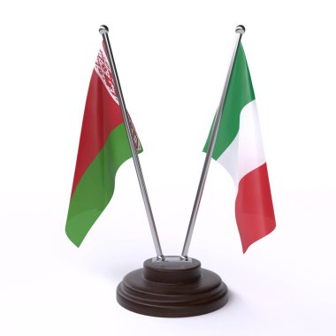 beyaz beyaz ve İtalya, beyaz arka plan üzerinde izole iki masa bayrakları